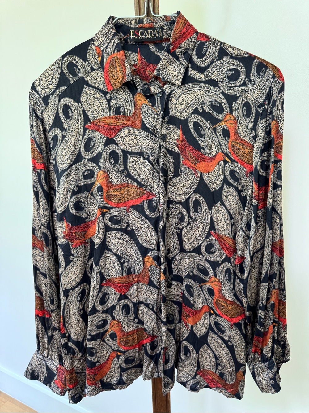 Escada Printed Button-Up Shirt with Red and Black Details